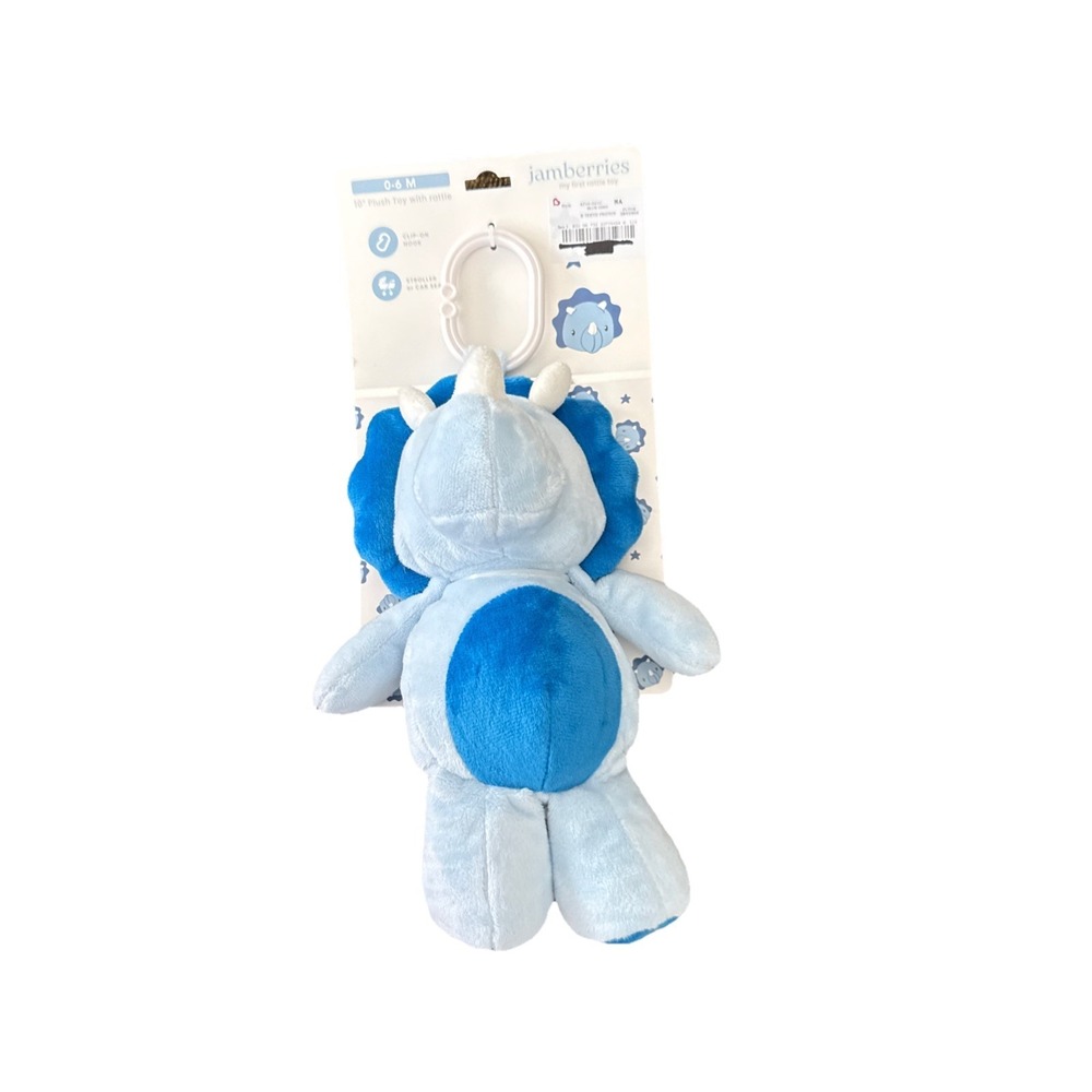 Jamberries Blue Triceratops Cuddle Dinosaur Plush Rattle Toy 10" NWT AT10-021C